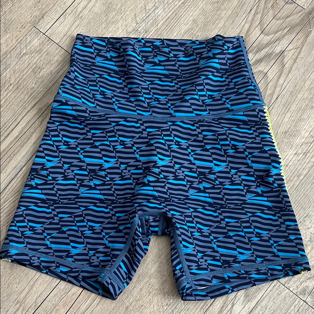 Aerie Black and Blue Patterned Bike Shorts